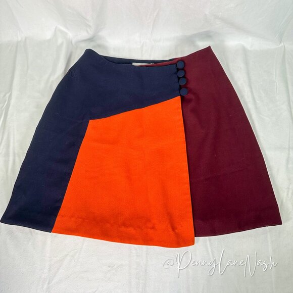 ASOS Colorblock Skirt with Button Wrap - Picture 2 of 8